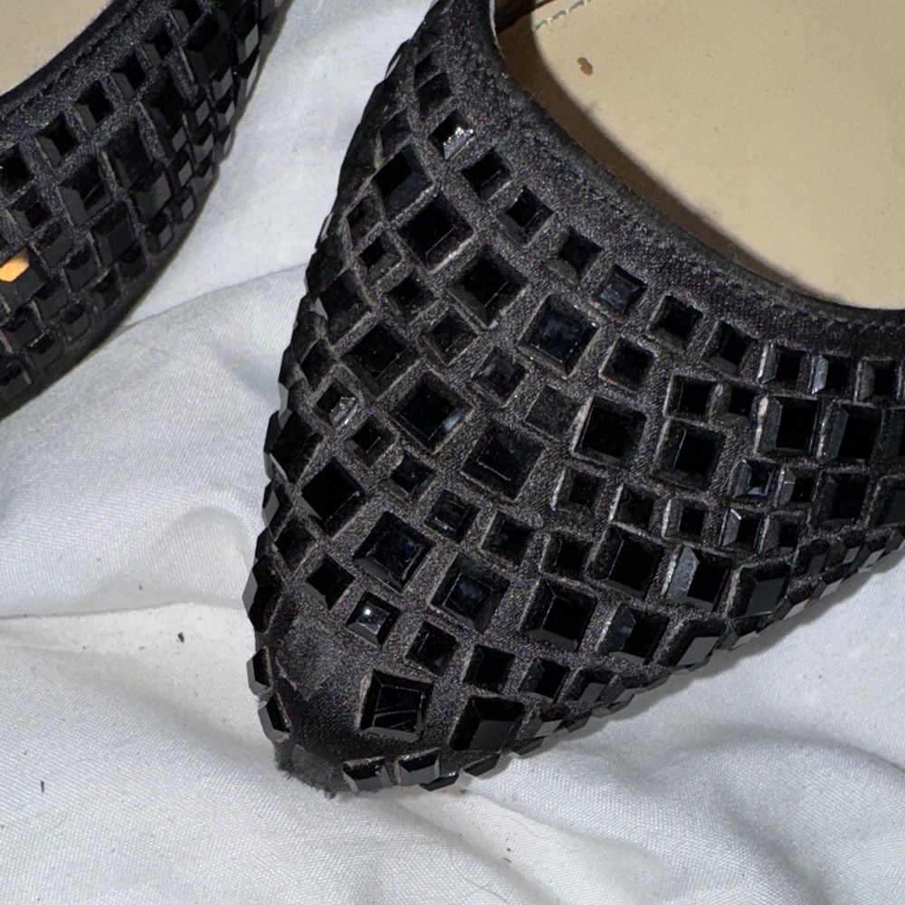 Betsey Johnson Black Rhinestone Women's Flats - Picture 7 of 10